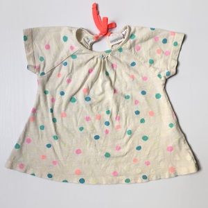 🍋 4/$20 Zara Polka Dot Tie Top Cream Neon 12-18M